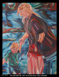 the lake mother and child rural maine coastal figurative portrait by d loren champlin