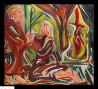 redemption religious expressionist abstract figurative portrait by maine artist d loren champlin