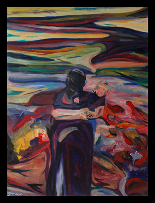 Song of Fall from the 2009 Sons of the Son Series Maine art by D. Loren Champlin abstract expressionist oil painting Maine art