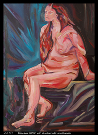 sitting nude abstract contemporary modern female woman figurative portrait by d loren champlin